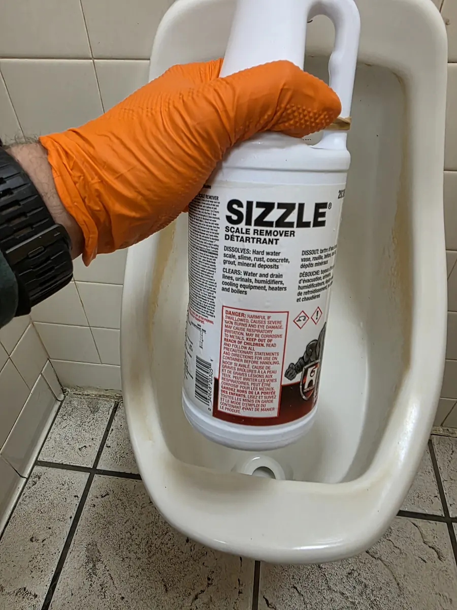 Commercial urinal descaling by Grizzly Plumbing