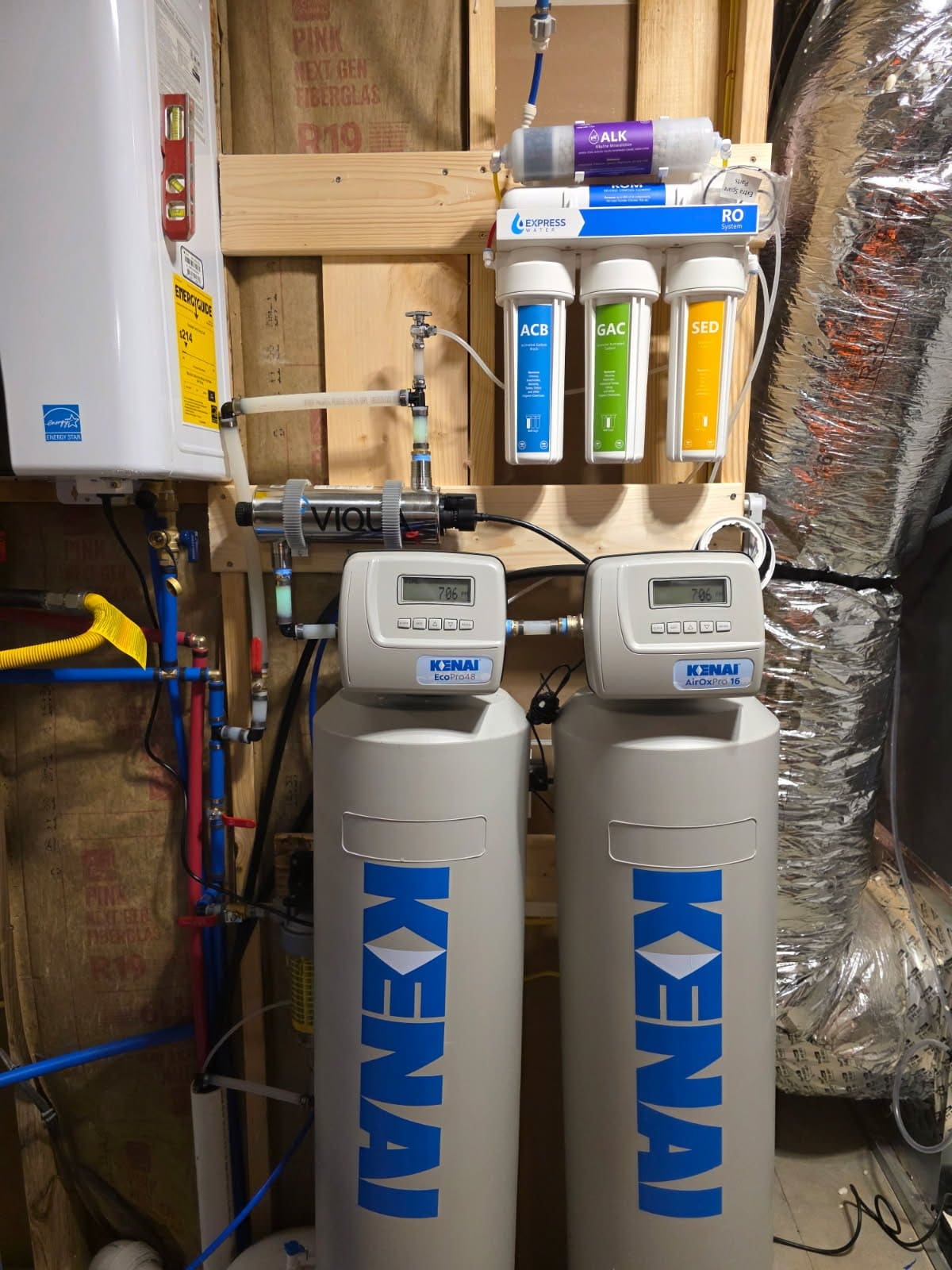Kenai whole-house water filtration system with RO and UV installed by Grizzly Plumbing