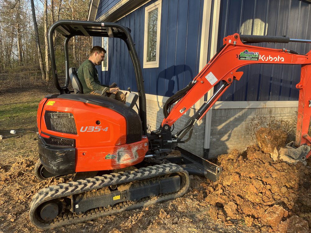 Mini-excavator on a job near Dalton, GA