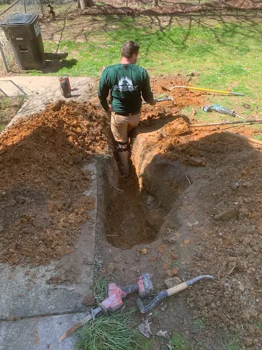 Sewer line excavation by Grizzly Plumbing